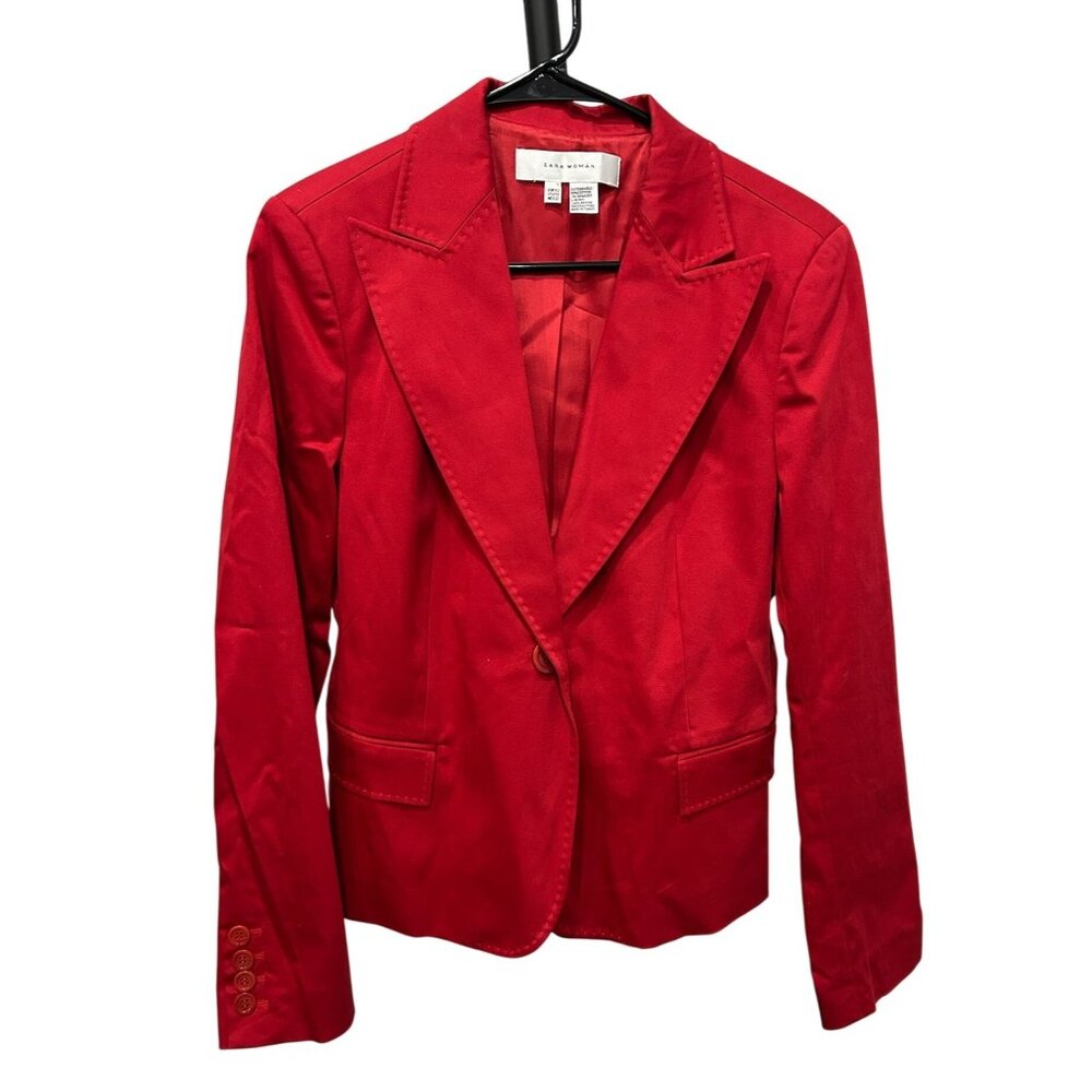 Zara Woman Red Single Button Blazer Jacket Size 10